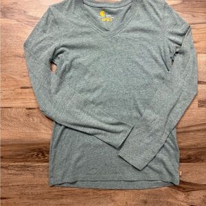 Carhartt Heather Teal V-Neck Long Sleeve Shirt